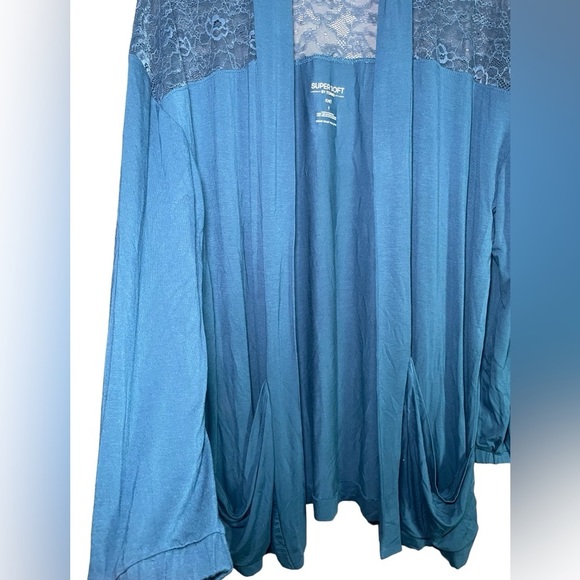 Torrid 1X Cardigan Sweater Long Open Lace Spring Lightweight Pockets Str… - Picture 8 of 14